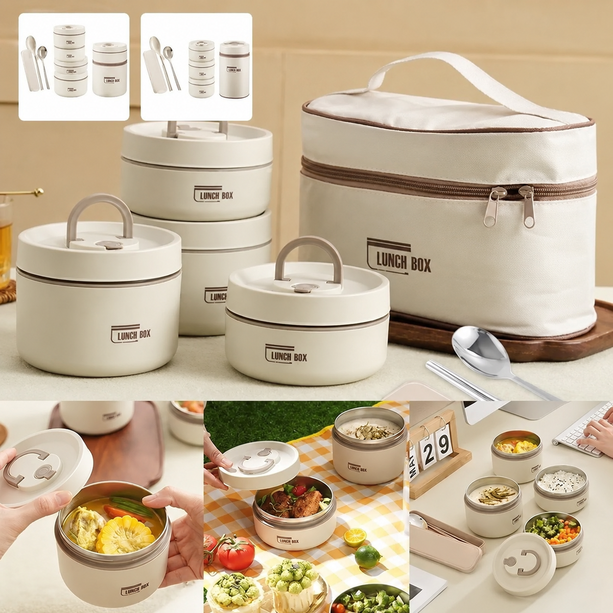 Portable Lunch Box With Insulated Bag