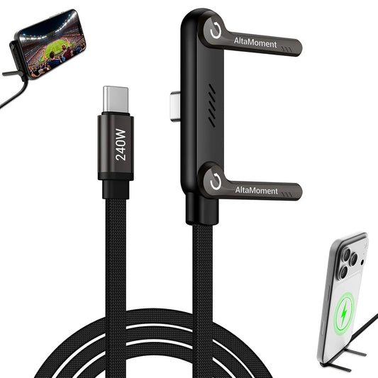 2-in-1 Type-C Fast Charging Cable with Foldable Phone Stand