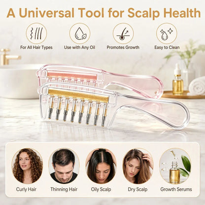 2-in-1 Hair Oil Applicator Comb with Roller Ball
