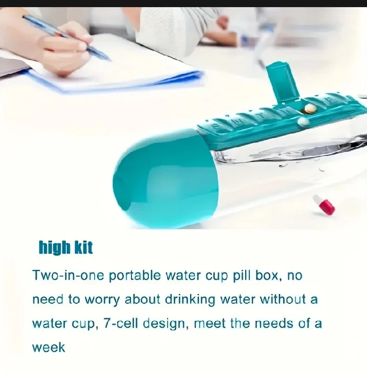 Portable Water Bottle Pill Box in Medicine Vitamin Gym Fitness Traveling