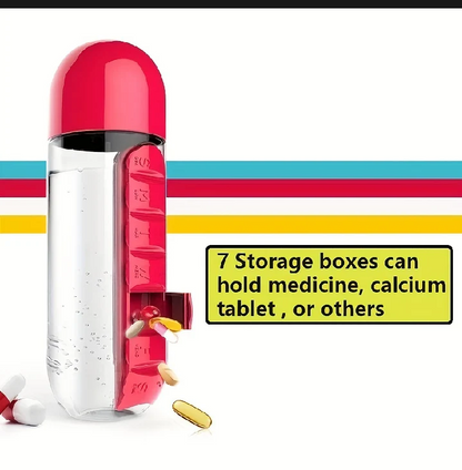 Portable Water Bottle Pill Box in Medicine Vitamin Gym Fitness Traveling